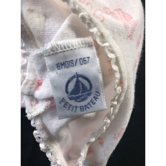 Vintage Petit Bateau Romper Duck Flowers Bodysuit Baby Girl 6 Months White Pink - Picture 3 of 13